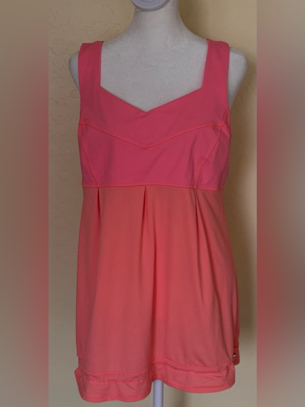 LULULEMON Hustle & Bustle Tank Cinchd Hem SZ 12 Coral Pink Luxtreme